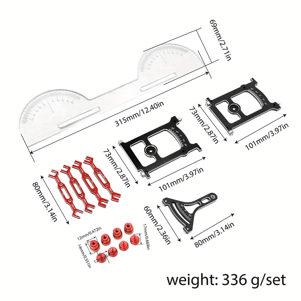 Aluminum Chassis Setup System Measuring Tool Set With Ruler Wrench For 1/10